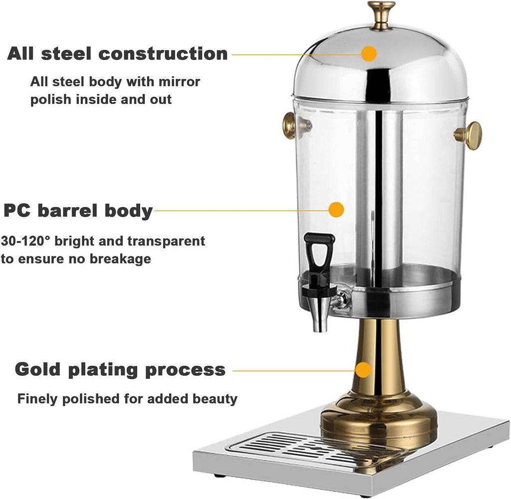 Beverage Dispenser, Cold Beverage Dispenser, Stainless Steel Juice Hot Cold Beverage for Restaurant, Water, Chilled Refreshments,Silver-Three Head,Silver-Three Head