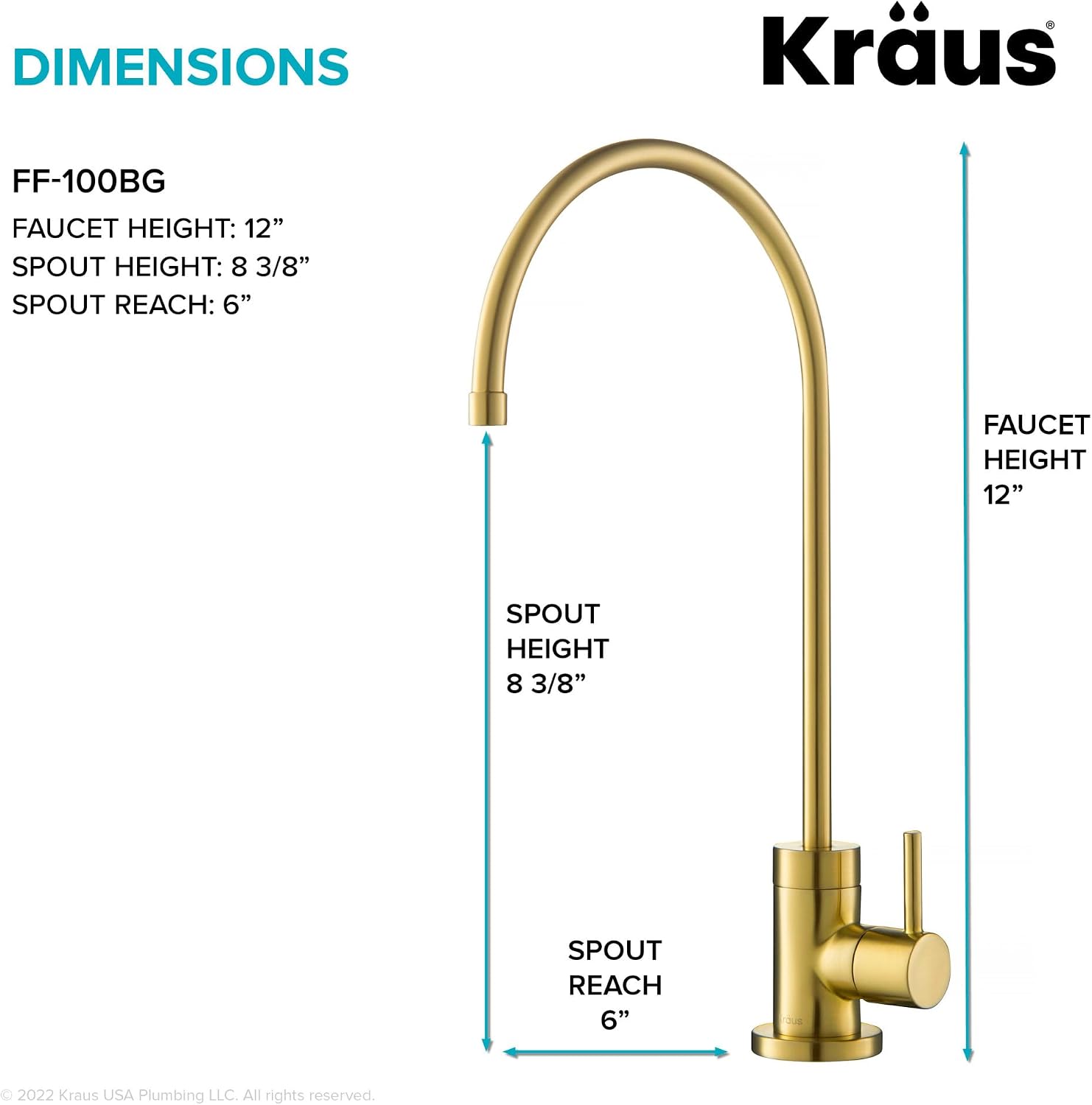 KRAUS Purita 2-Stage Under-Sink Filtration System with Single Handle Drinking Water Filter Faucet in Brushed Brass, FS-1001-FF-100BB