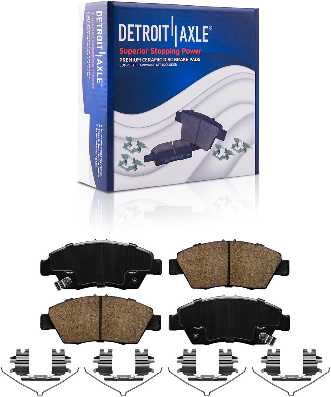 Detroit Axle - 8pc Brake Kit for 2011-2015 Honda Disc Brake Rotors Ceramic Brakes Pads with Hardware 2012 2013 2014 Replacement : 10.30' inch Front 10.24' inch Rear Rotor