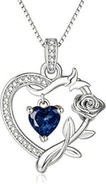 HeartMelody Heart Necklaces for Women Gold,14k 18K White Gold Plated Dainty Rose Butterfly Necklace with Garnet Birthstone Pendant Necklace Everyday Jewelry Birthday Christmas Gifts for Women Mom Her