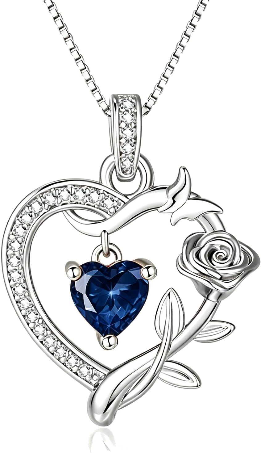 HeartMelody Heart Necklaces for Women Gold,14k 18K White Gold Plated Dainty Rose Butterfly Necklace with Garnet Birthstone Pendant Necklace Everyday Jewelry Birthday Christmas Gifts for Women Mom Her