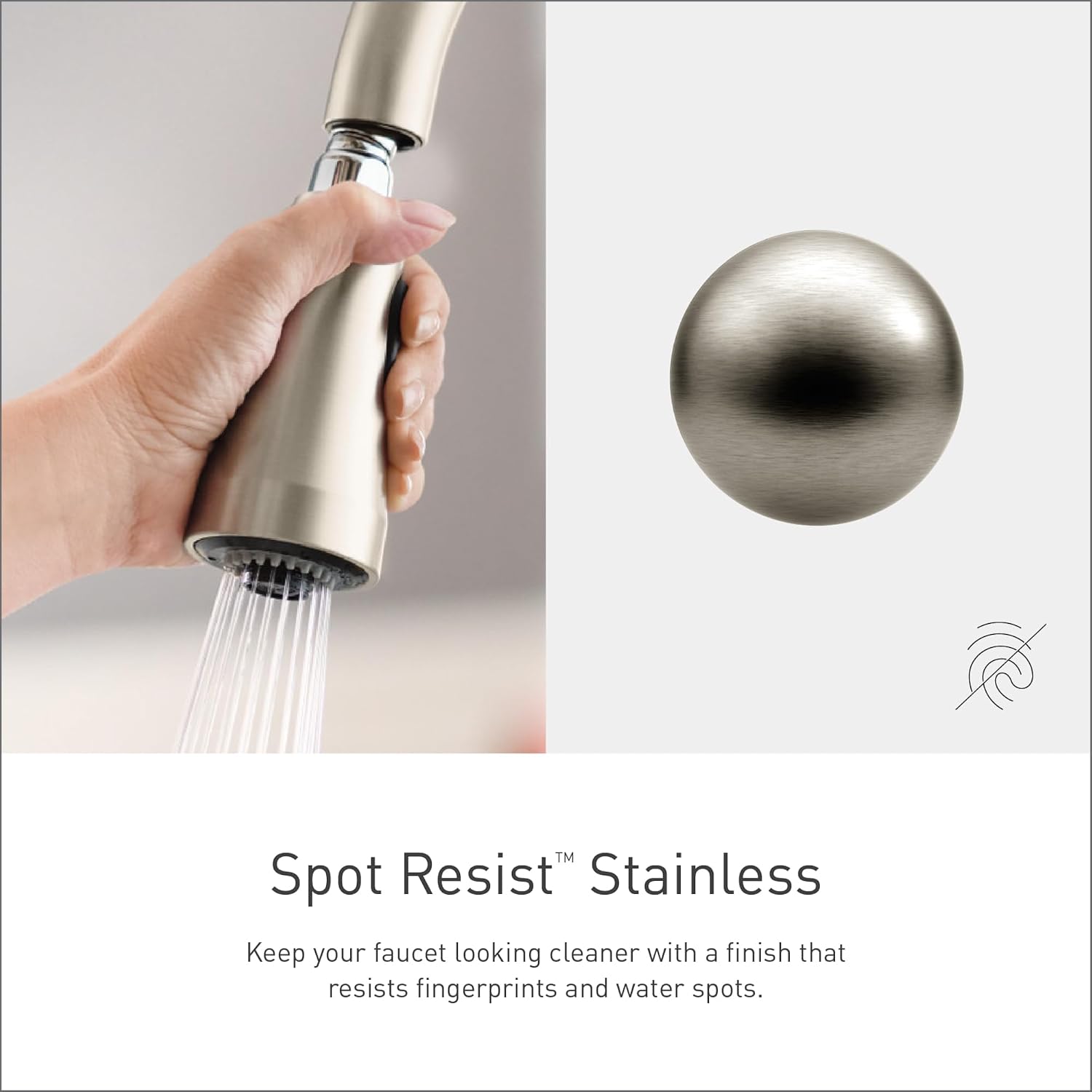 Moen Conneaut Spot Resist Stainless One-Handle High Arc Kitchen Sink Faucet with Power Boost Pull Down Sprayer, 87801SRS + Deck Mounted Kitchen Soap Dispenser with Refillable Bottle, 3944SRS