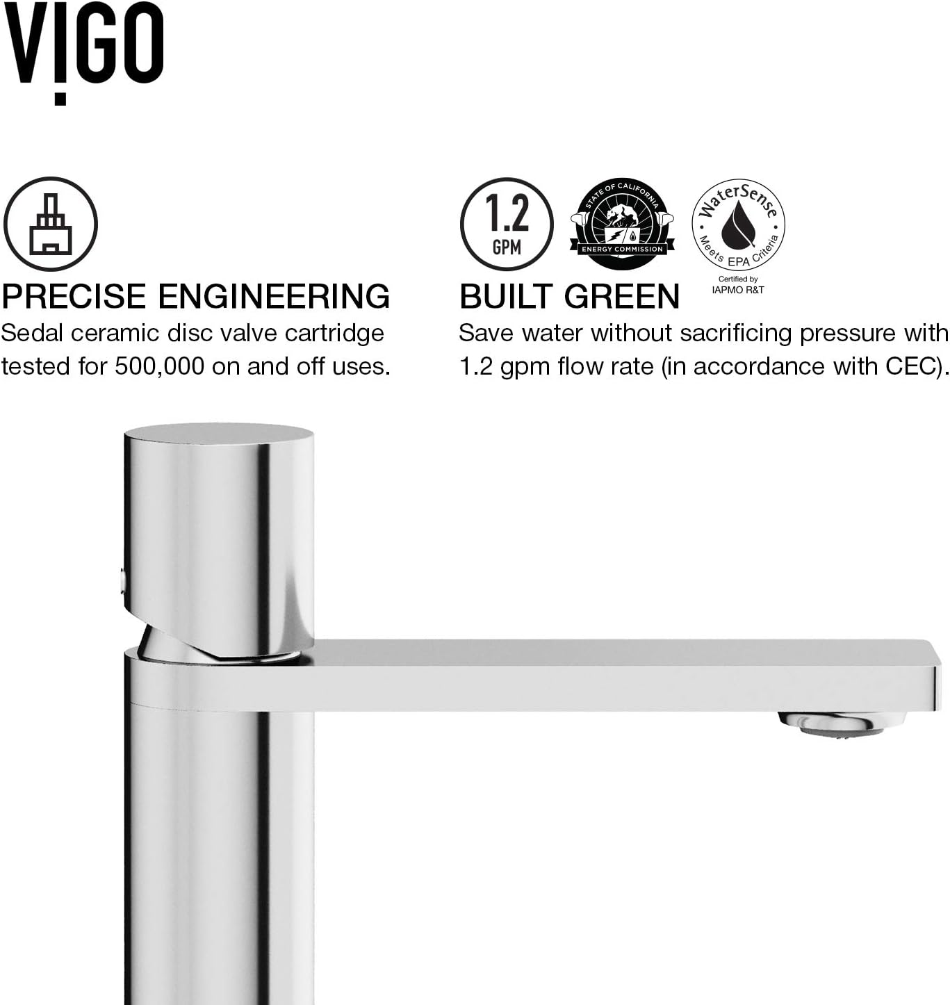 VIGO Halsey Single-Handle Single-Hole Mount Bathroom Sink Faucet, 8-Inch, Chrome, Modern Design, Solid Brass, 1.2 GPM WaterSense & Ceramic Disc Valve, Corrosion-Resistant
