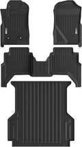 Floor Mats & Truck Bed Mat for 2024 2025 2026 Ford Ranger,1st 2nd Row and a 5ft Short Bed Bedmat,TPE All Weather Protection Slush Floor Liner Black