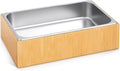 Honeydak Large Ice Housing Bin with Removable Tray Ice Holder Container Wine Beer Champagne Drink Bucket Beverage Tub for Freezer Display Buffet Counter Party Chiller (Bamboo and Steel)