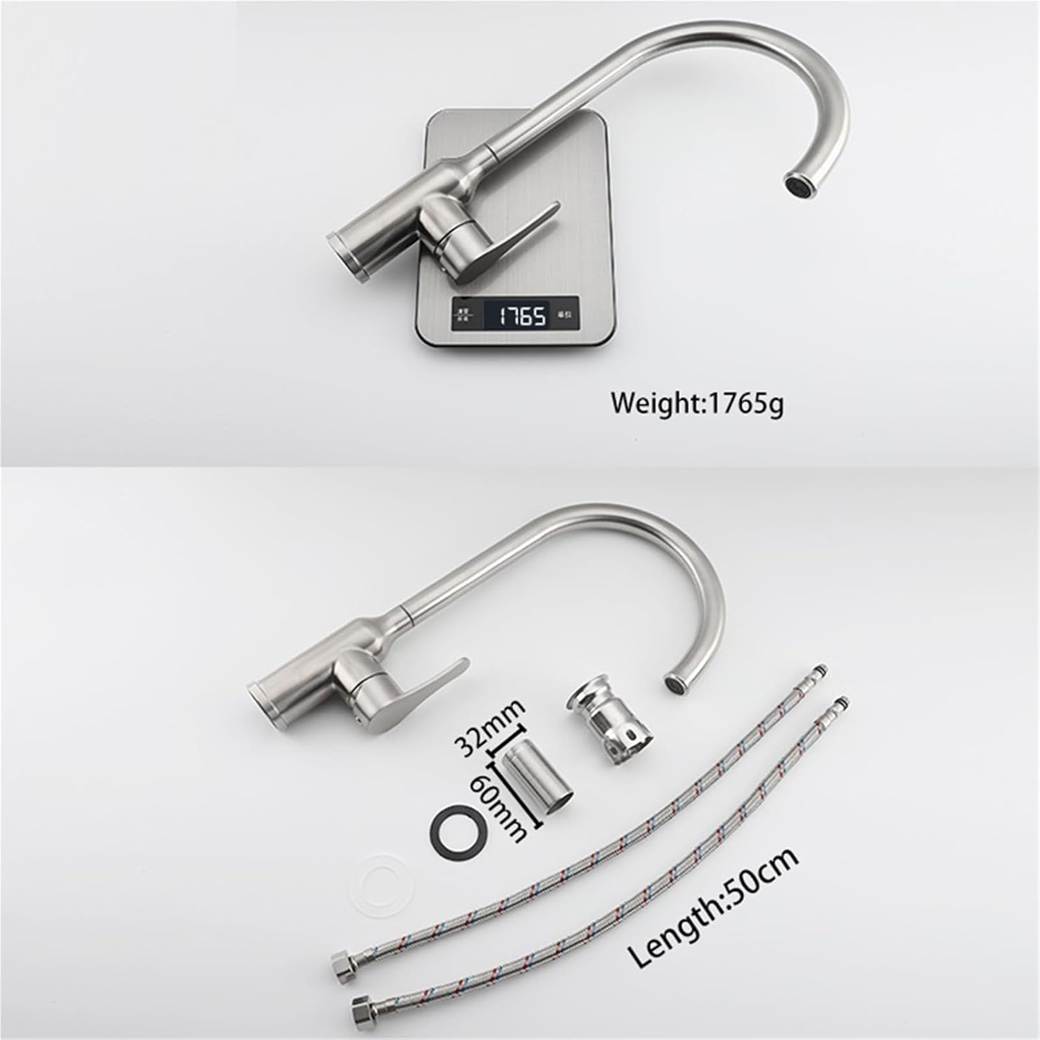 Stainless Steel Kitchen Faucet Black Brushed Kitchen Sink Mixer 360 Degree Rotate Hot Cold Water(1)