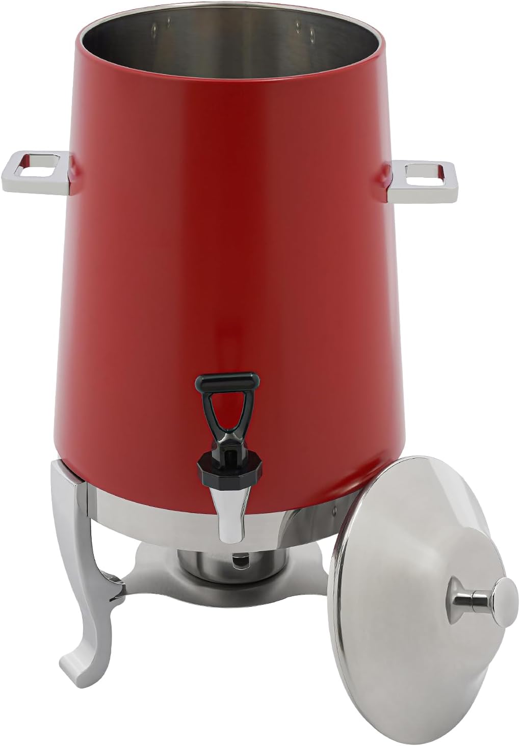 Coffee Urn With Fuel Holder, 3.5 Gallon/13L Stainless Steel Beverage Dispensers for Coffee Tea Hot Water, Hot Drink Dispenser with Stand, Chafer Urn with Spigot for Parties Catering (Red)