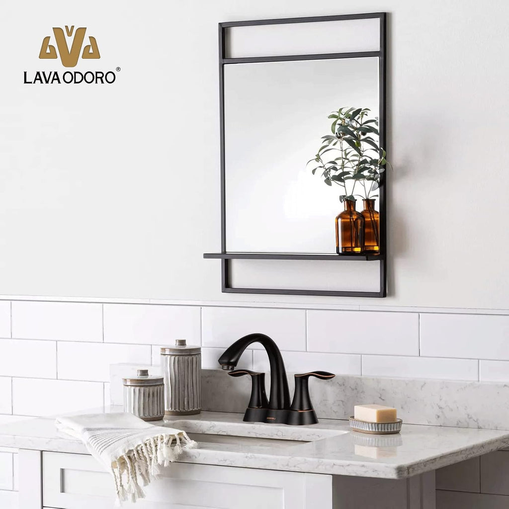 Oil Rubbed Bronze Bathroom Faucet, Lava Odoro Modern Two Handle 4 Inch Centerset Bathroom Sink Faucet Bronze Vanity Faucet with Pop up Drain Assembly Supply Line, Spot-Resistant, BF423-ORB