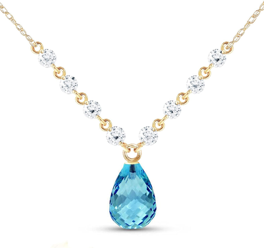 Galaxy Gold GG 14K Solid Gold Necklace with Diamonds and Blue Topaz
