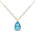 Galaxy Gold GG 14K Solid Gold Necklace with Diamonds and Blue Topaz