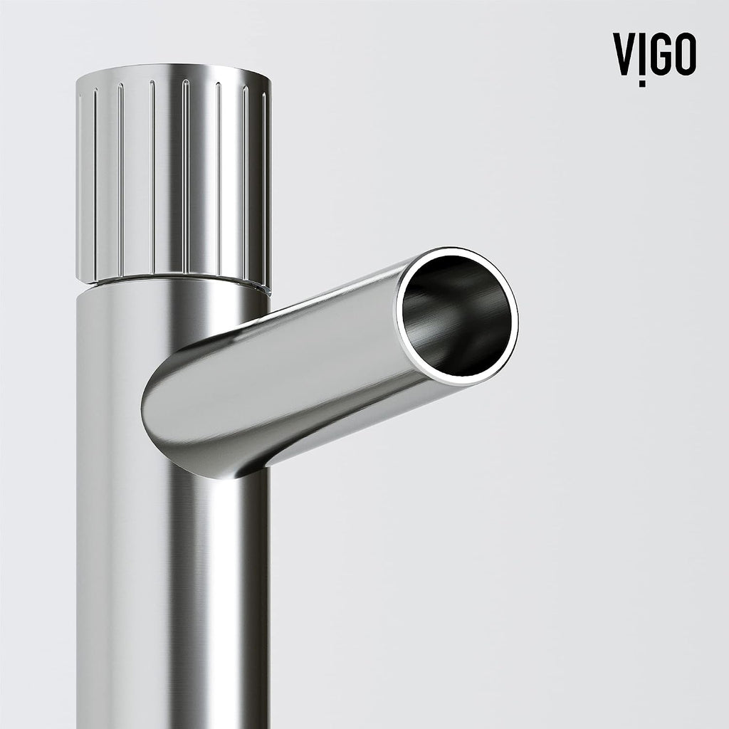 VIGO Ashford Single-Handle Single-Hole Mount Vessel Bathroom Sink Faucet, 11-Inch, Brushed Nickel, Modern Design, Solid Brass, 1.2 GPM WaterSense & Ceramic Disc Valve, Corrosion-Resistant