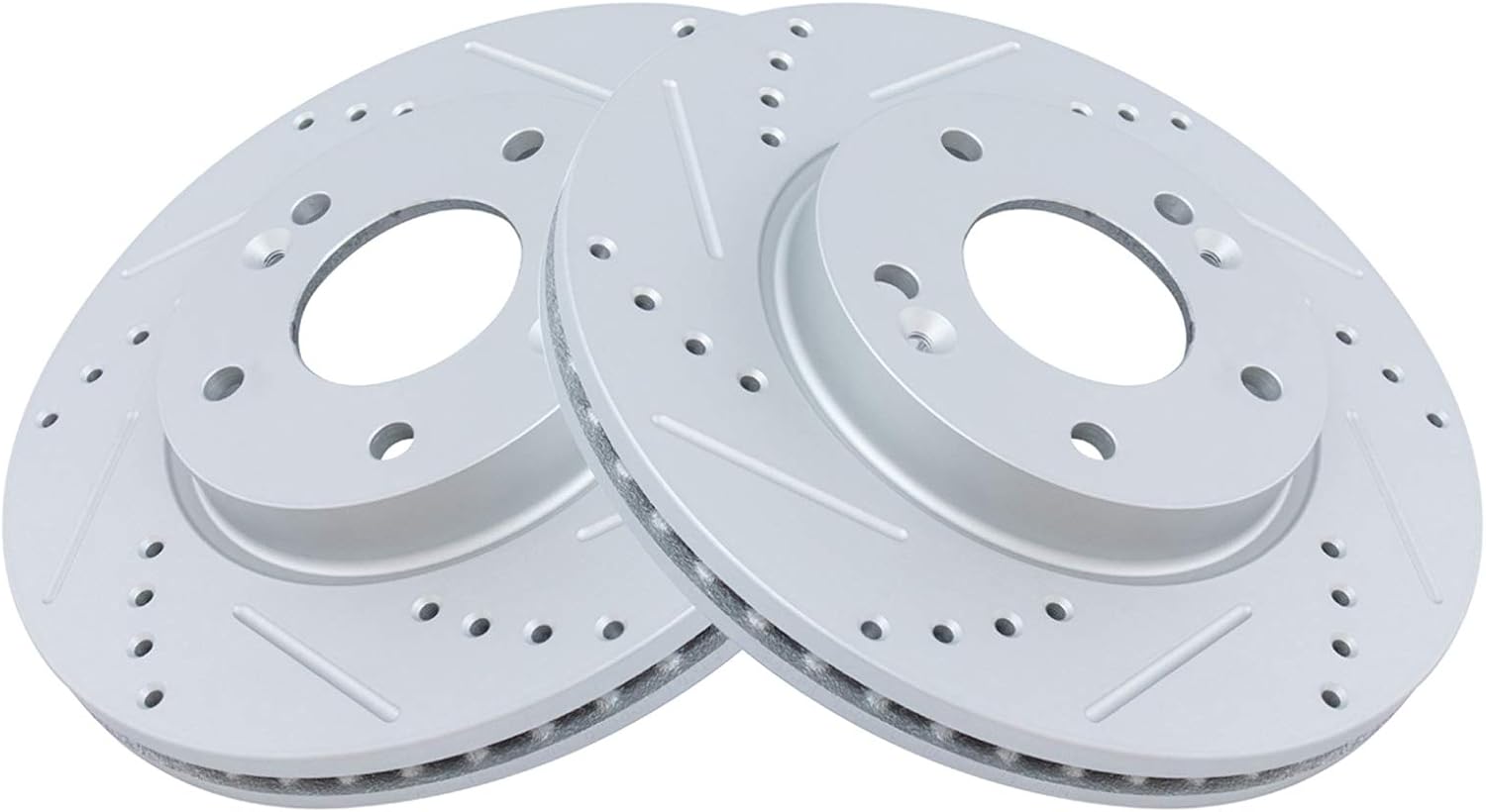 TRQ Performance Front Brake Pad & Rotor Set Ceramic Coated Drilled Rotors Compatible with 11-16 Hyundai Elantra 13-16 Elantra Coupe GT 12-16 Veloster 14-16 Kia Forte Forte Koup 15-16 Forte5