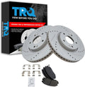 TRQ Performance Front Ceramic Brake Pad and Rotor Set Coated Drilled Slotted Compatible with 2008-2010 Hyundai Sonata V6 3.3L 2006 Hyundai Sonata V6 3.3L 2007 Limited 2007 SE
