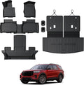 Floor Mats for Ford Explorer 2020-2026, All Weather Floor Mats Trunk Cargo Liner with Backrest Protectors Accessories, Full Coverage Set (Fit 6 Seats)