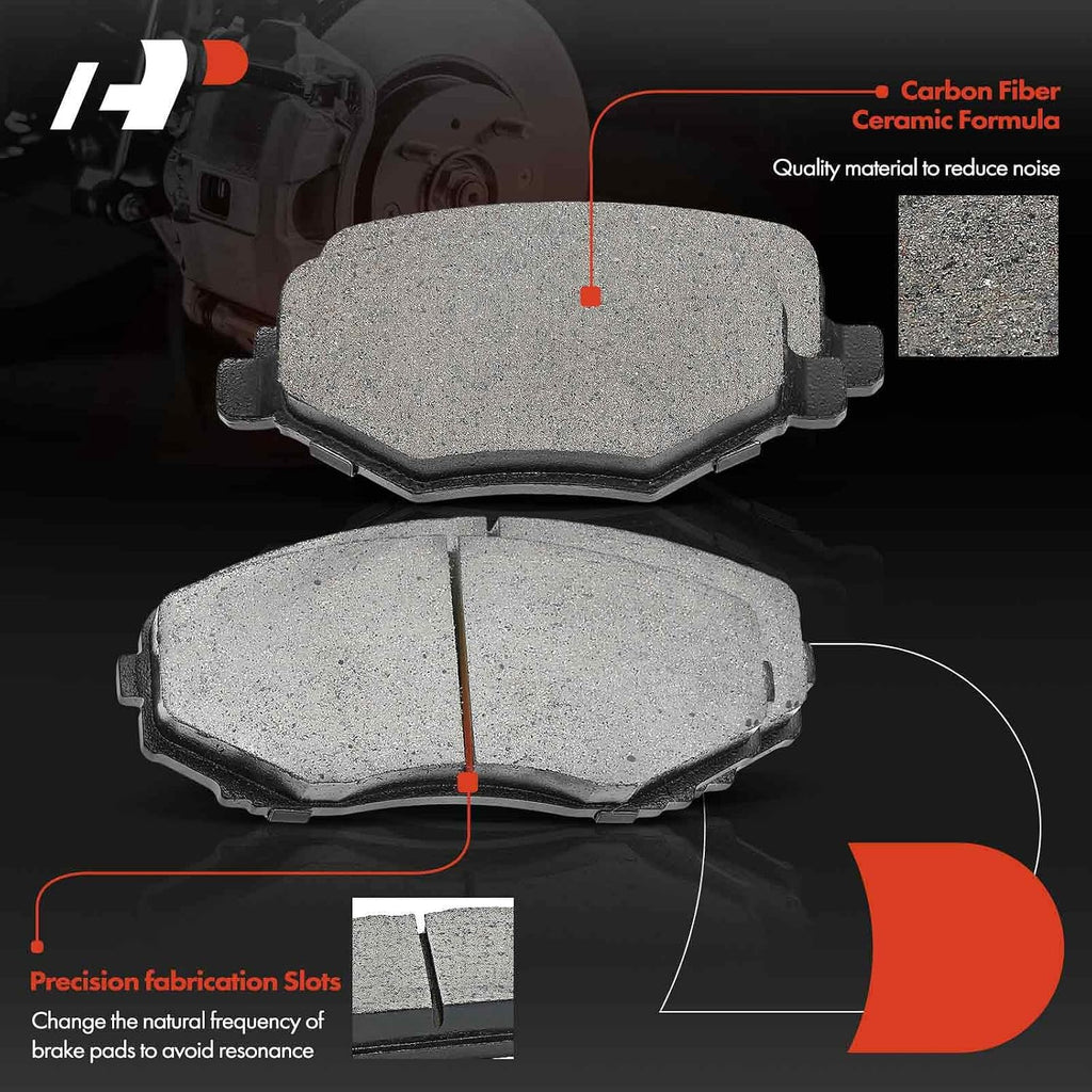 A-Premium Front Vented & Rear Solid Disc Brake Rotors + Ceramic Pads Kit Compatible with Select Ford and Lincoln Models - Edge, MKX 2011-2014, 12-PC Set