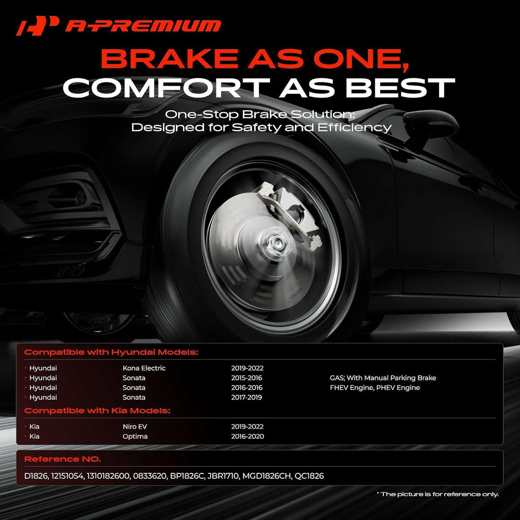 A-Premium 12.00 inch (305mm) Front Vented Disc Brake Rotors + Ceramic Pads Kit Compatible with Select Hyundai and Kia Models - Sonata 2015-2019, Optima 2016-2020, Kona Electric, Niro EV, 6-PC Set