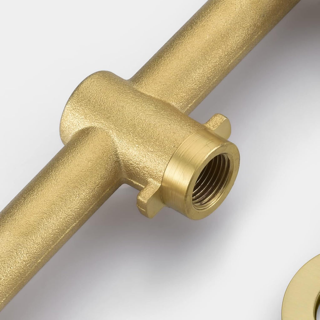 SUMERAIN Tub Faucet Wall Mount Tub Filler High Flow Bathtub Faucet Brushed Gold with Rough in Valve, Two Cross Handles