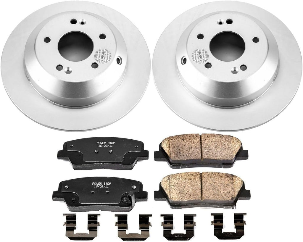 PowerStop Rear Brake Kit for Kia Sorento 2016-20 - Fully-Coated Disc Rotors with Z17 Ceramic Brake Pads Replacement, CRK7062