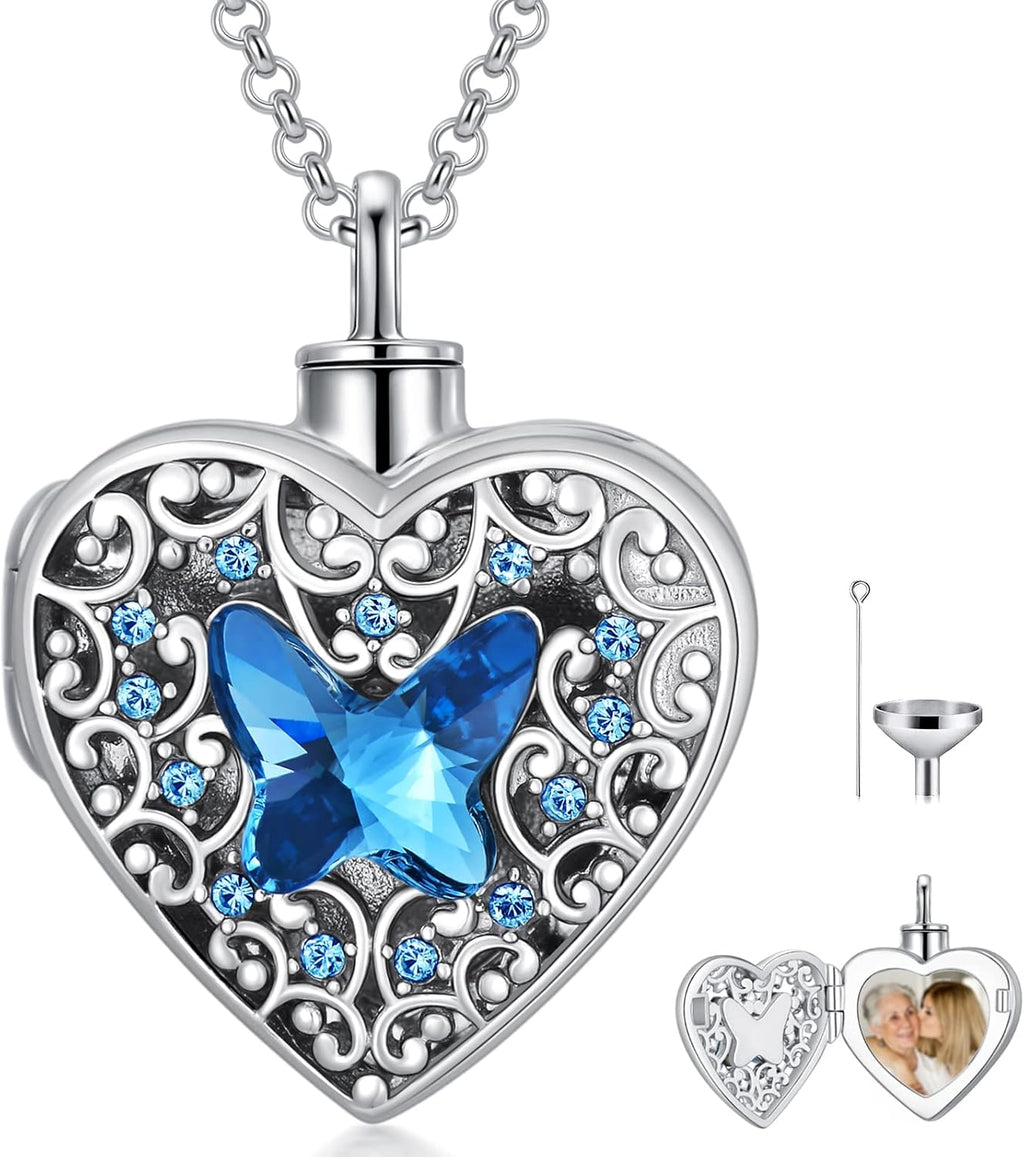 Dorunmo Personalized Heart Urn Locket Necklace for Ashes and Pictures 925 Sterling Silver Customized Locket Memorial Keepsake Cremation Jewelry for Ashes for Women Men Keep Someone Near to You