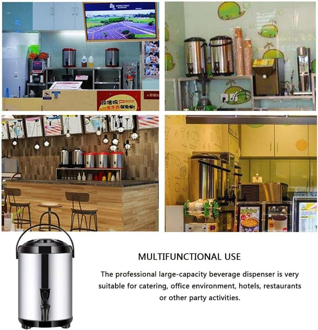 Hot Water Dispenser With Faucet, Stainless Steel Insulated Bucket Milk Tea Barrel For Hot Water And Beverage