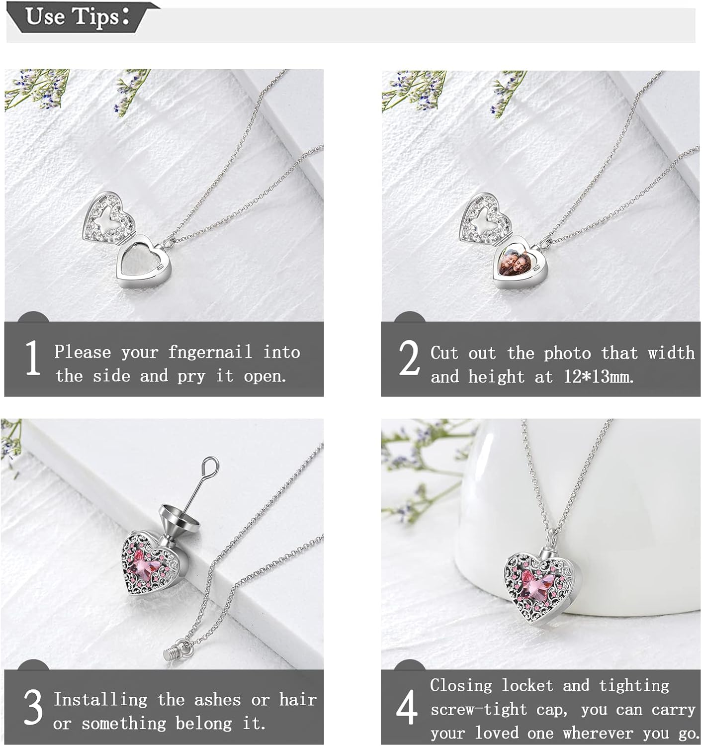 Dorunmo Personalized Heart Urn Locket Necklace for Ashes and Pictures 925 Sterling Silver Customized Locket Memorial Keepsake Cremation Jewelry for Ashes for Women Men Keep Someone Near to You