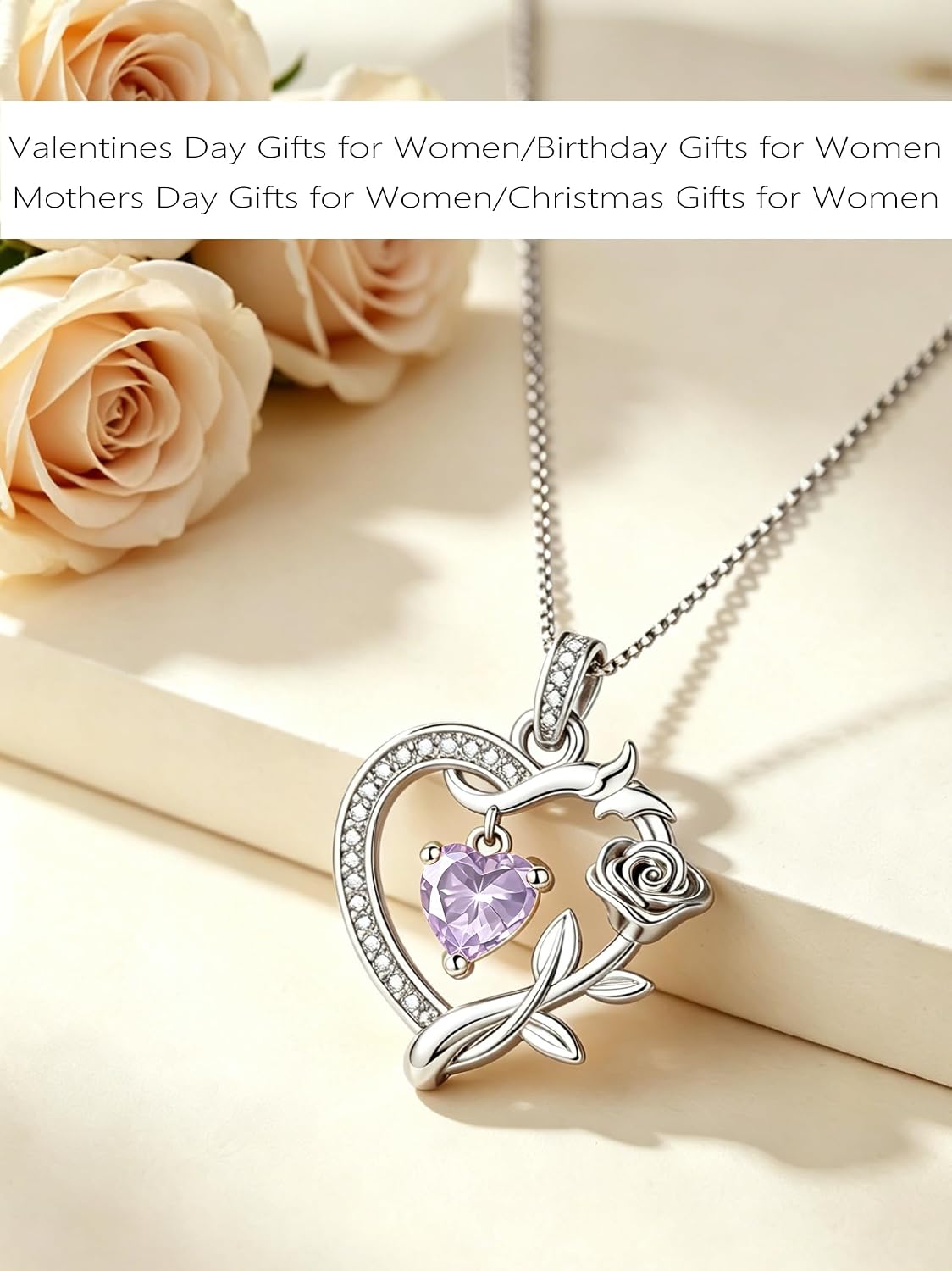HeartMelody Heart Necklaces for Women Gold,14k 18K White Gold Plated Dainty Rose Butterfly Necklace with Garnet Birthstone Pendant Necklace Everyday Jewelry Birthday Christmas Gifts for Women Mom Her