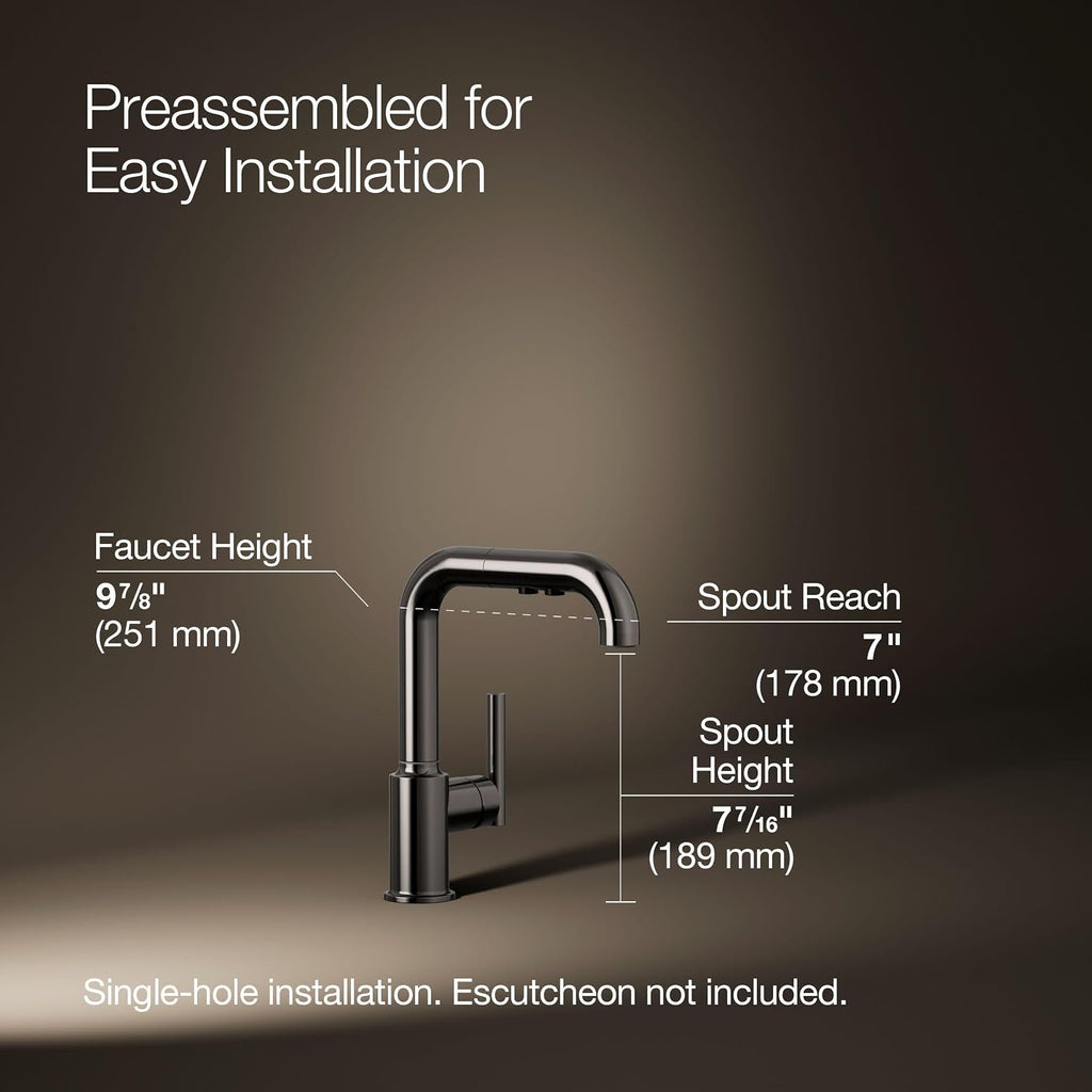 Purist Pull-Out Kitchen Sink Faucet With Three-Function Sprayhead