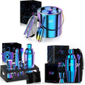 IOV Ice Bucket Set | Cocktail Shaker Bar Set | Mixology Bartender Kit with Stand | 3 L Stainless Steel Double Wall Ice Bucket with Lid, Scoop, Tongs, and Strainer, 12-Piece 24oz Martini Shaker Set