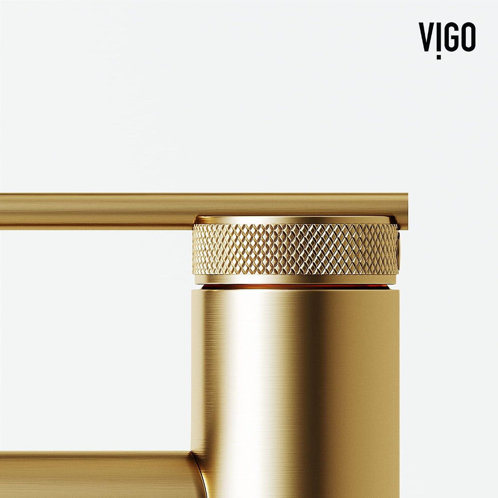 VIGO Sterling Single-Handle Single-Hole Mount Bathroom Sink Faucet, 7-Inch, Matte Brushed Gold, Modern Design, Solid Brass, 1.2 GPM WaterSense & Ceramic Disc Valve, Corrosion-Resistant