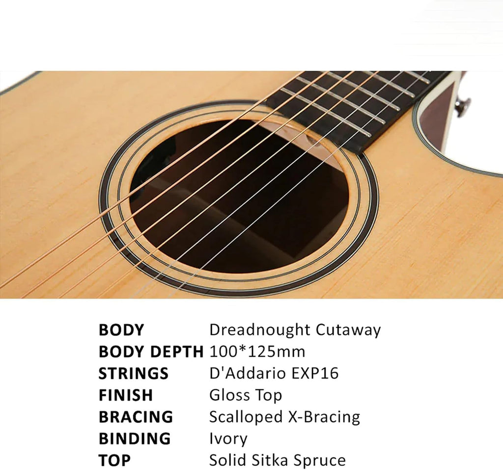 Parkwood S26GT Dreadnought Body Semi Acoustic Guitar - Natural