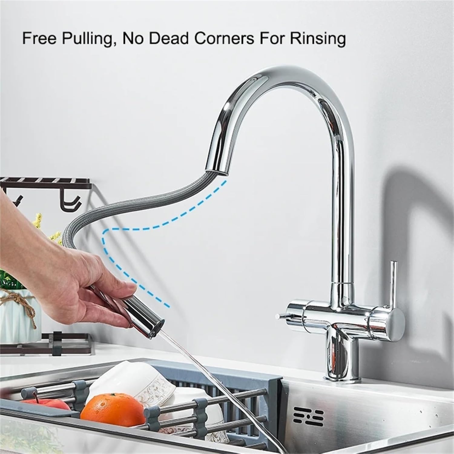 Kitchen Faucet 360 Degree Rotate Hot Cold Mixer Kitchen Taps Dual Handle Drinking Water Tap(Brushed Gold)