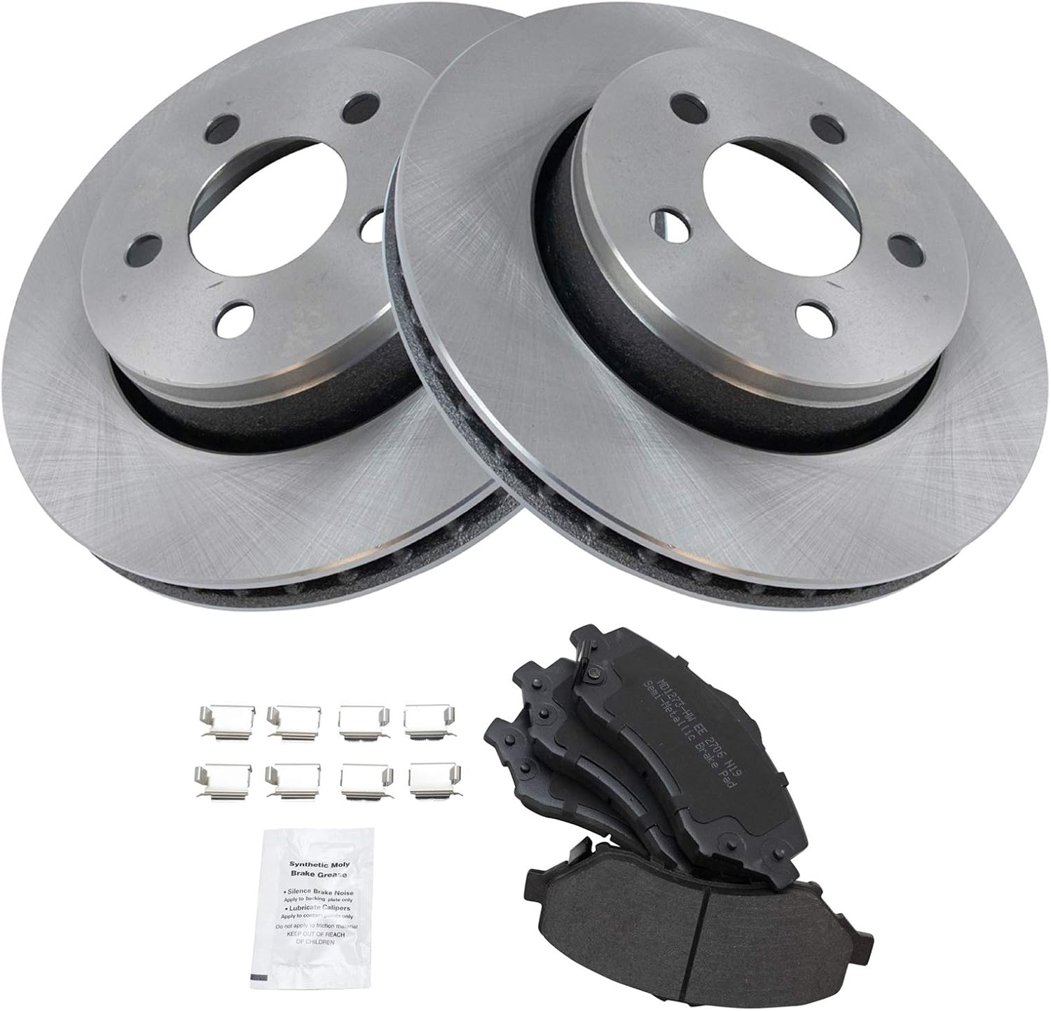 TRQ Front Brake Pad and Rotor Set Semi Metallic Vented Rotors Compatible with 2007-2011 Dodge Nitro 2008-2012 Jeep Liberty