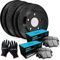 R1 Concepts Front and Rear Brake Kit Fits 2009-2010 Pontiac Vibe; 2009-2011 Toyota Corolla; 2014-2019 Toyota Corolla| Ceramic Brake Pads and Drilled Slotted Brake Rotors| 10.8' Front & 10.2' Rear