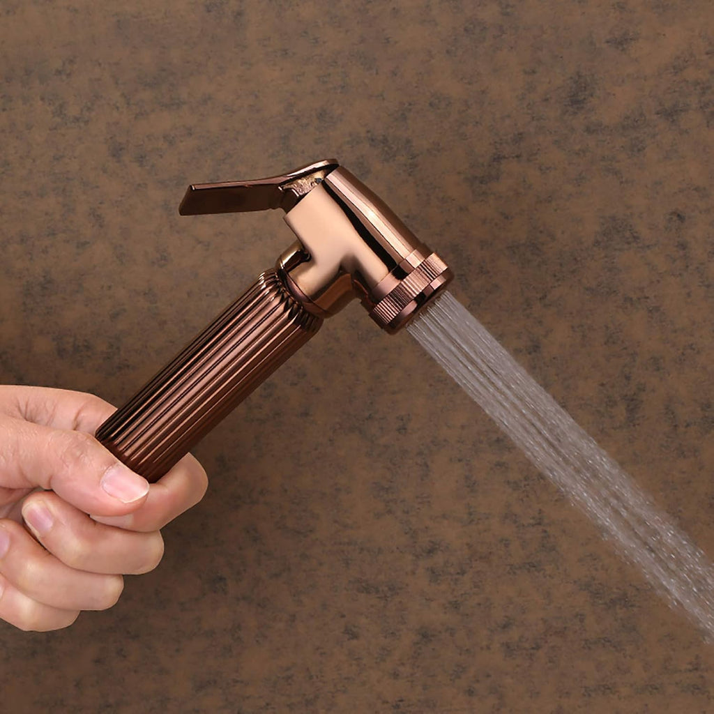 Handheld Bidet Sprayer for Toilet, Rose Gold Wall Mounted Bathroom Cloth Diaper Set with Cold and Hot Water, Brass Kit for Personal Hygiene,Type a(Type B)