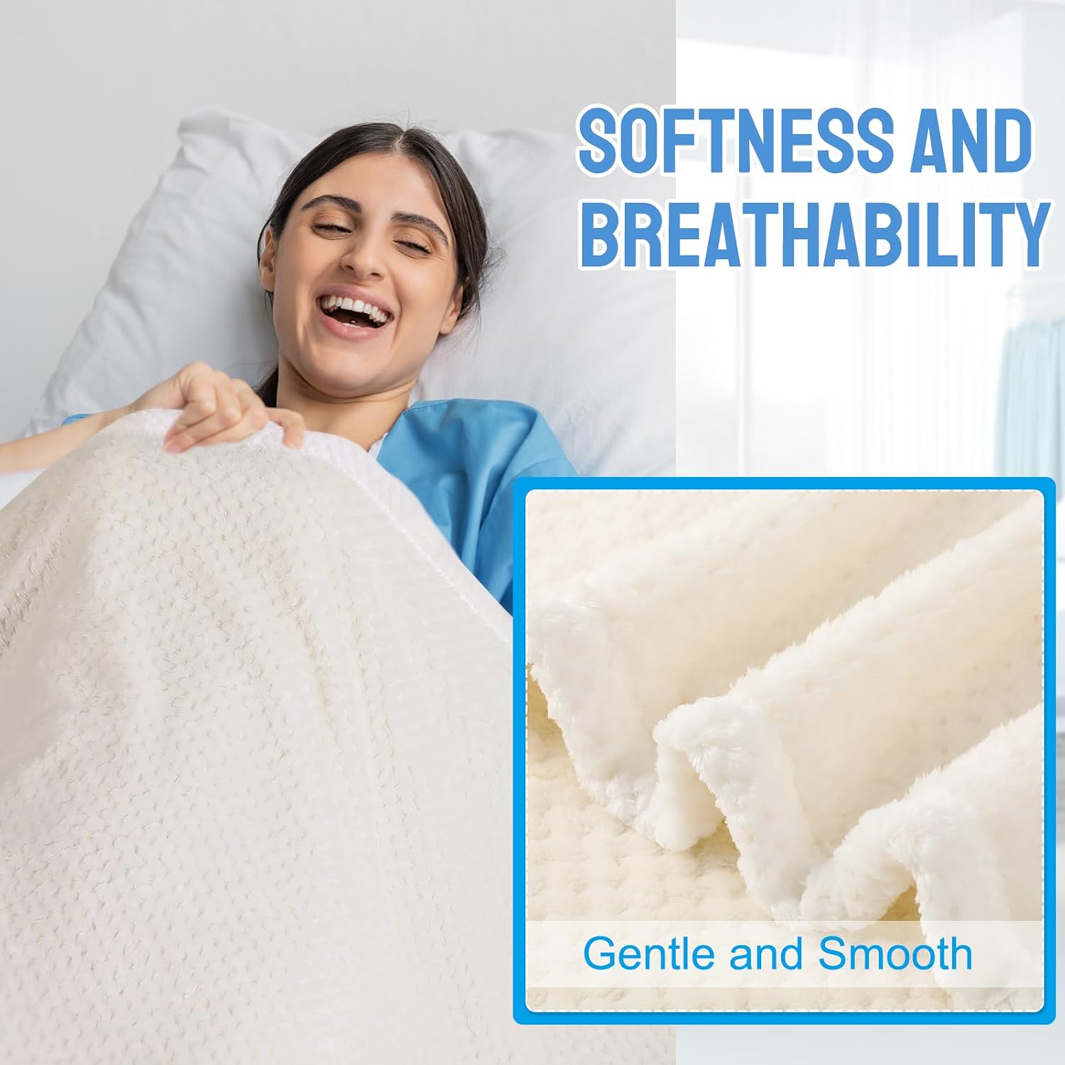 SmoothNovelty 16 Pcs Hospital Bed Sheets Set, Soft Knitted Standard Sheets Quality, Include Fitted Sheet, Quilt Cover, Pillow Case and Blanket (White)