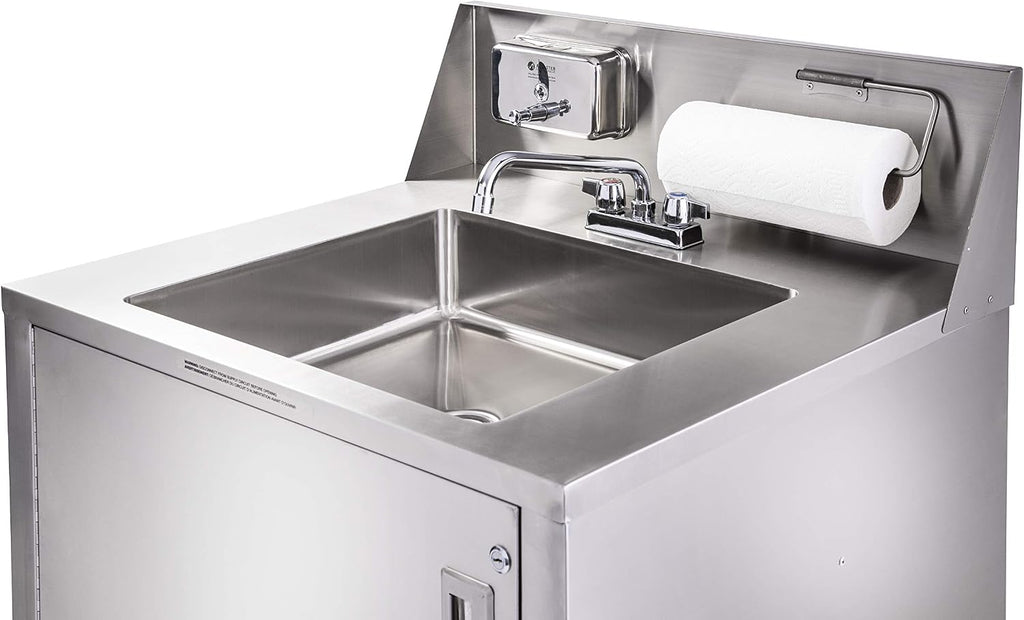 AFE SB101 Single Basin Portable Sink with Hot Water – Stainless Steel Mobile Hand Washing Station for Food Trucks, Catering, Events & Construction Sites