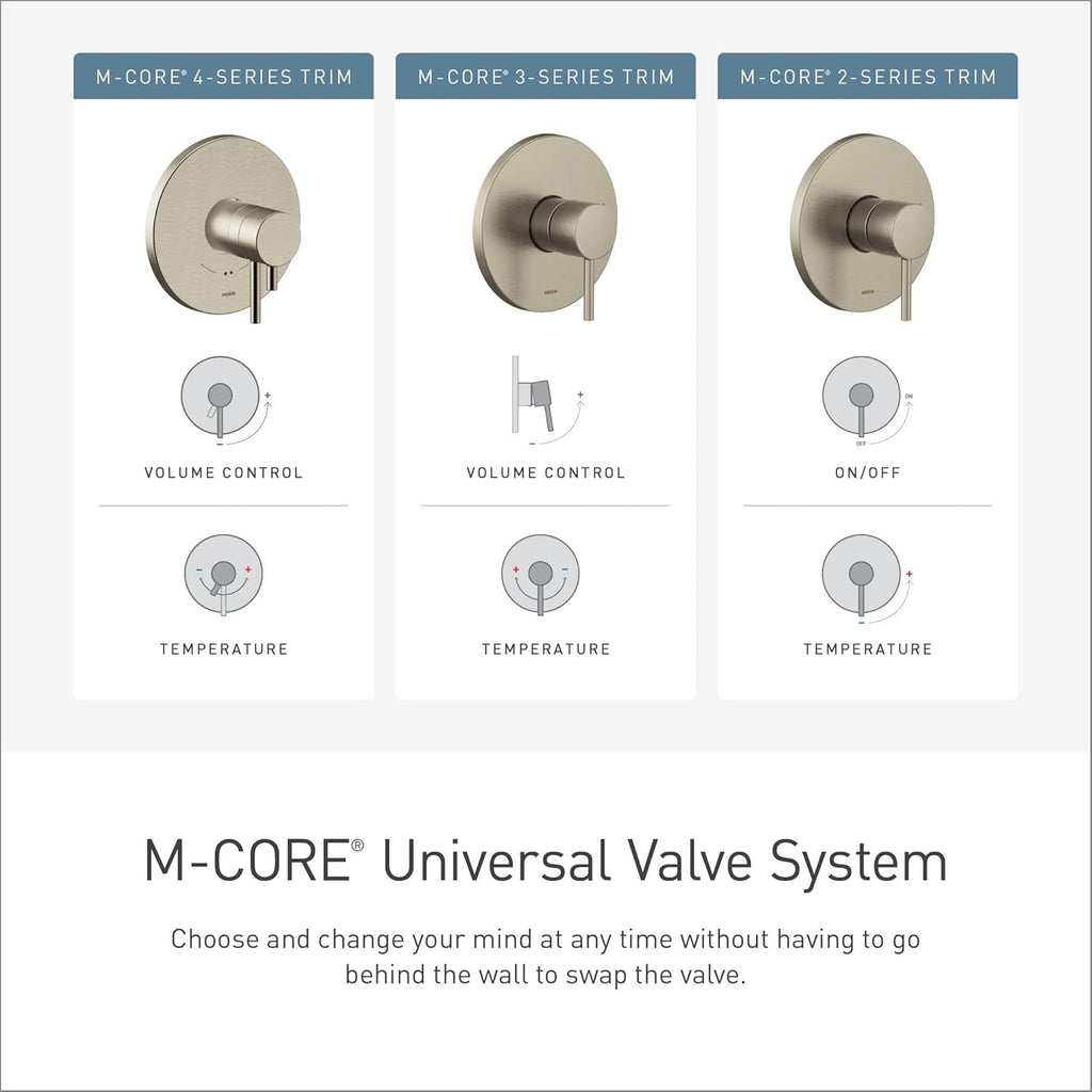 Moen Genta LX M-CORE 2-Series Shower Trim Kit with Showerhead and Lever Handle, Valve Required, Chrome, UT2472EP