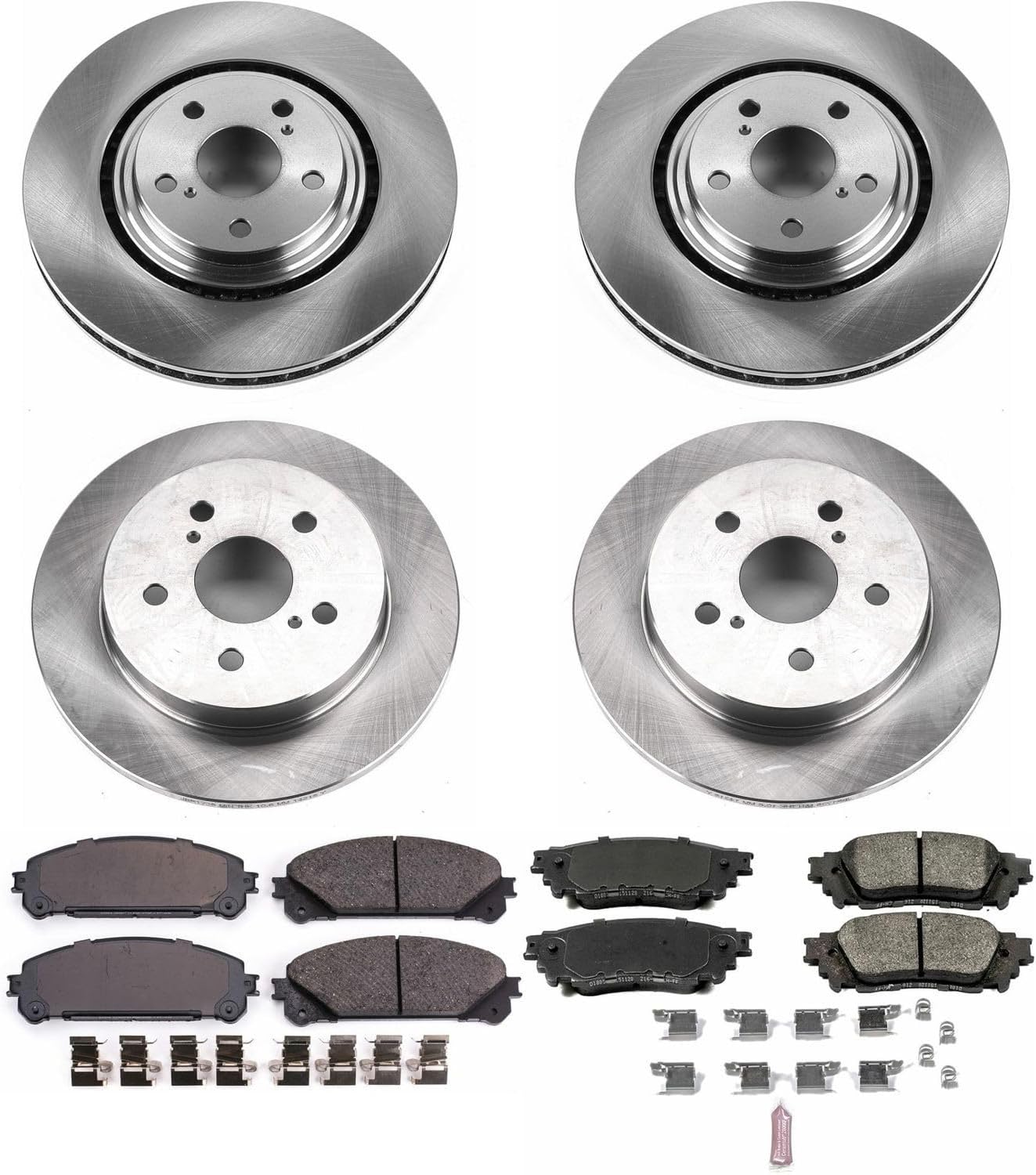 PowerStop Front and Rear Brake Kit for Lexus NX200t 2015-17 |NX300 2018-21 |NX300h 2015-21 - Z17 Ceramic Brake Pads & Disc Rotors Replacement, KOE7605