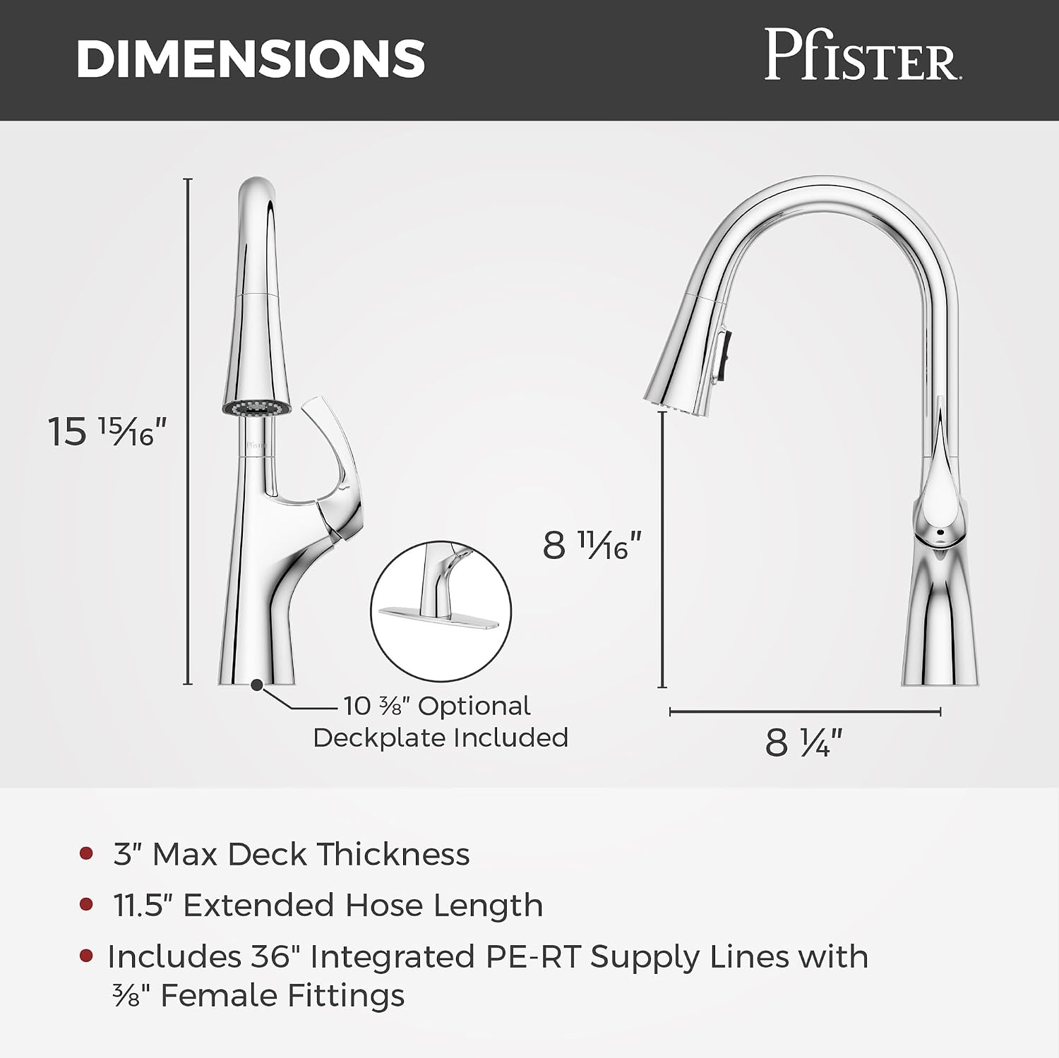 Pfister Talega Pull-Down Kitchen Faucet with Sprayer in Polished Chrome - Single Handle High Arc Kitchen Sink Faucet with 3 Water Settings, 360° Swivel Spout and MagnePfit Docking F5297TEC