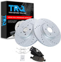 TRQ Performance Front Brake Pad and Rotor Set Ceramic Coated Drilled Slotted Rotors Compatible with 2013-2017 Ford Escape 2014-2018 Transit Connect
