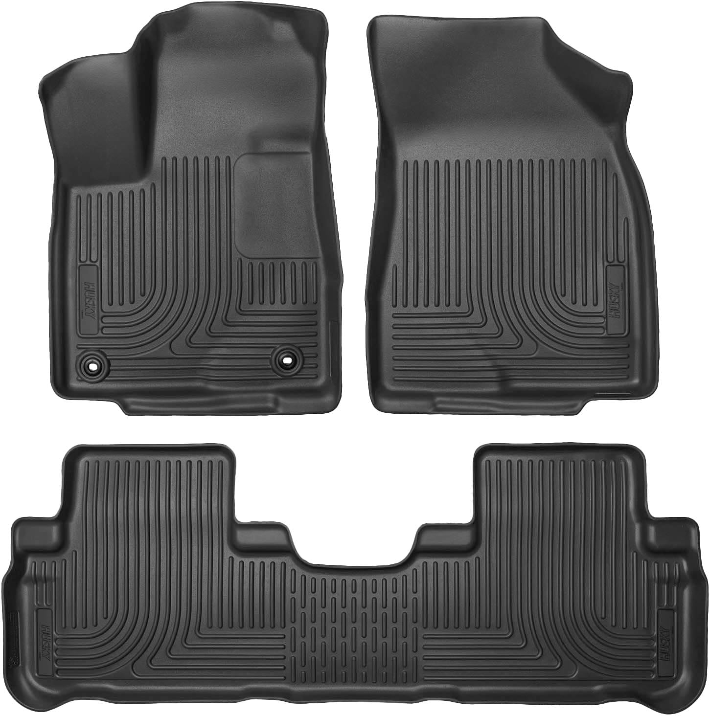 Husky Liners Weatherbeater Floor Mats | Fits 2014-2019 Toyota Highlander (Excludes Hybrid) | Front & 2nd Row, 3-pc Black - 99601