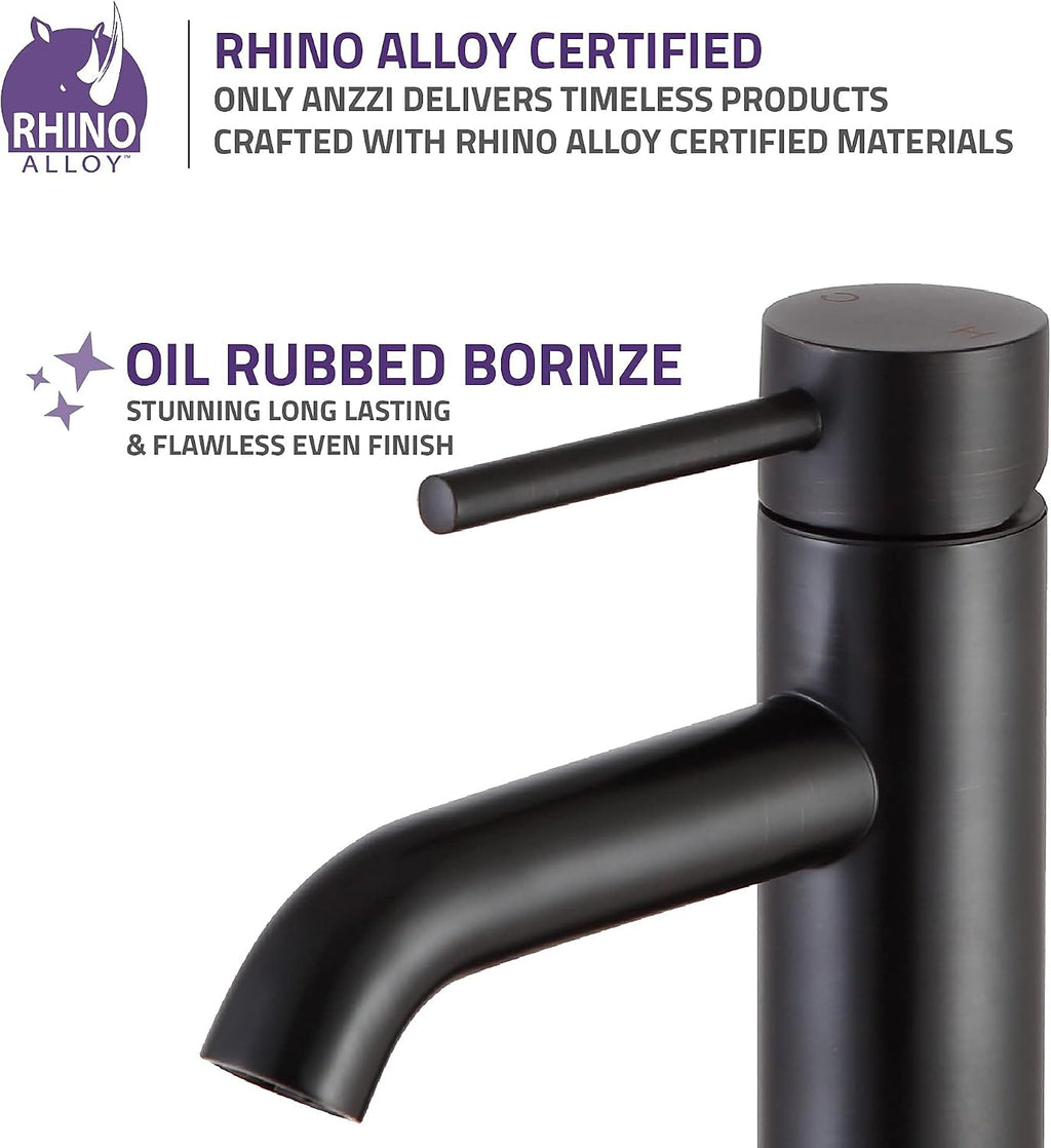 ANZZI Valle Single Hole and Single Handle Vessel Bathroom Sink Faucet in Oil Rubbed Bronze cUPC Deck Mounted One Hole Lead-Free Solid Brass Lavatory Faucet (L-AZ107ORB)