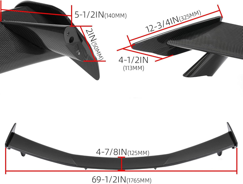 HECASA Rear Trunk Spoiler Wing Compatible with 2020-Present Chevy Corvette C8 Models, Trunk Lip Spoiler, Car Exterior Accessories Carbon Fiber Color