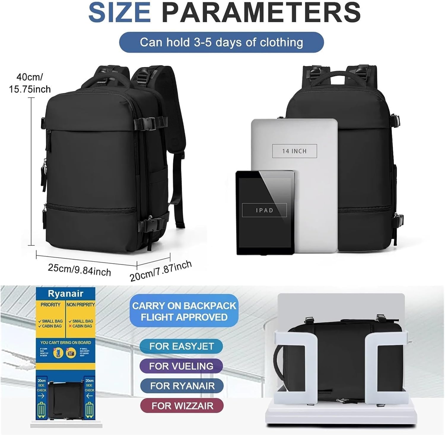 Vacuum Bags For Travel Men's Compression Backpack 14 Inch Laptop Business Large Capacity School