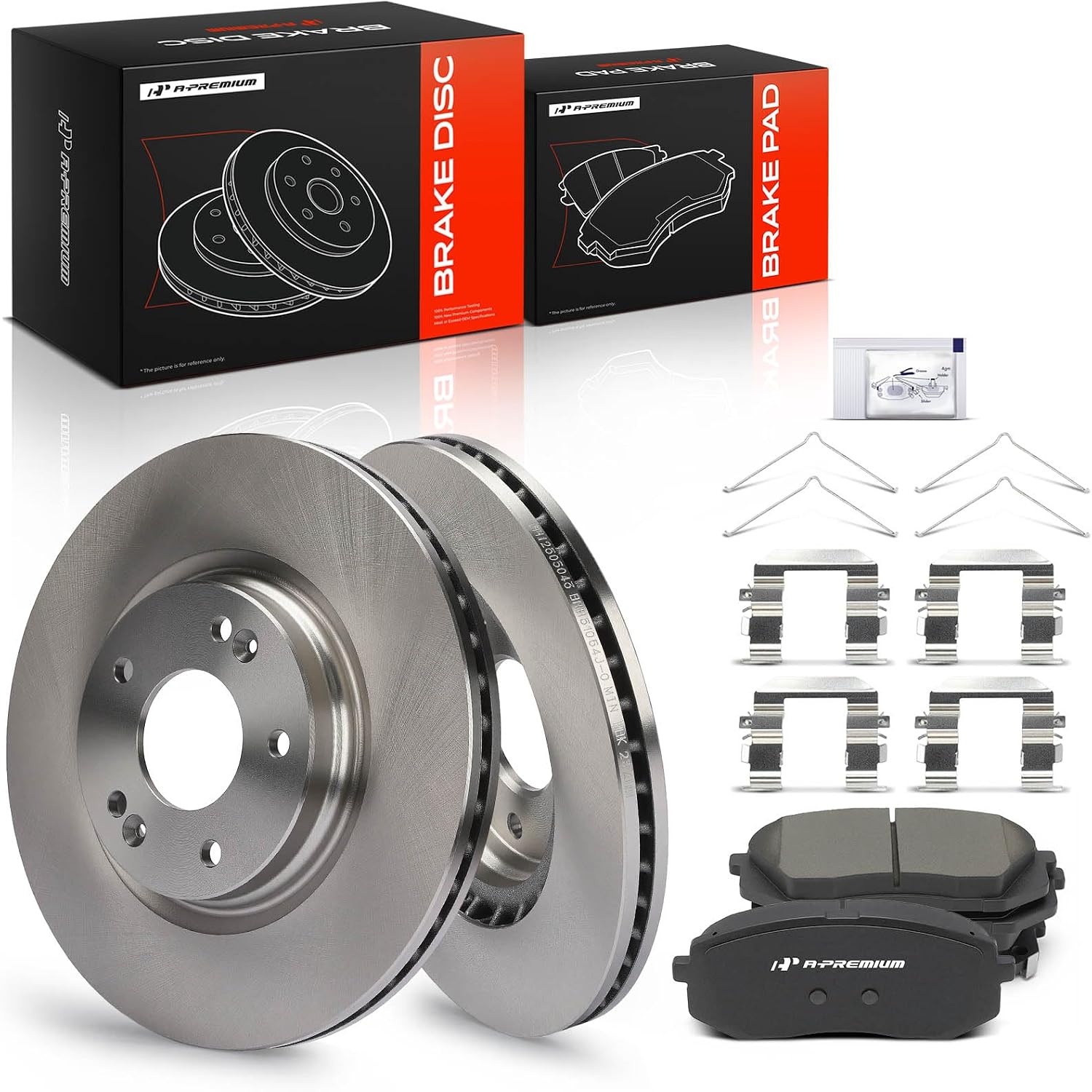 A-Premium 12.00 inch (305mm) Front Vented Disc Brake Rotors + Ceramic Pads Kit Compatible with Select Hyundai and Kia Models - Sonata 2015-2019, Optima 2016-2020, Kona Electric, Niro EV, 6-PC Set
