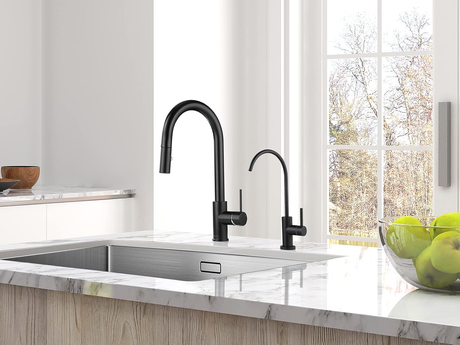 AguaStella AS60MB Matte Black Kitchen Sink Faucet with Pull Down Sprayer Single Handle