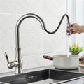 Pull Out Kitchen Faucet Shower/Stream Model Spout Tap Deck Mount Single Handle Cold Hot Water Mixer Tap(Golden)