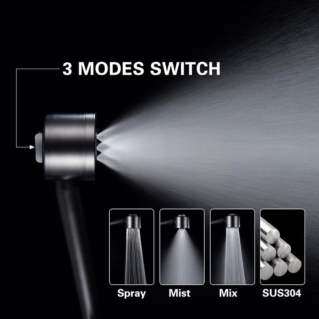 Shower Faucet - Shower Faucets Sets Complete, Shower System - Outdoor Shower Kit/Outdoor Shower Fixtures W/ SS304 Shower Head with 3 modes Handheld, Matte Black