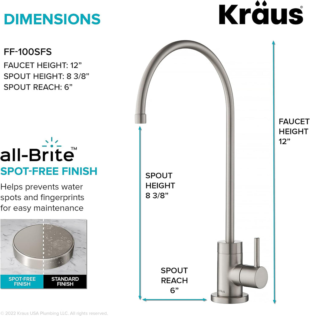 KRAUS Purita 2-Stage Under-Sink Water Filter System with Single Handle Drinking Water Filter Faucet, Spot-Free Stainless Steel