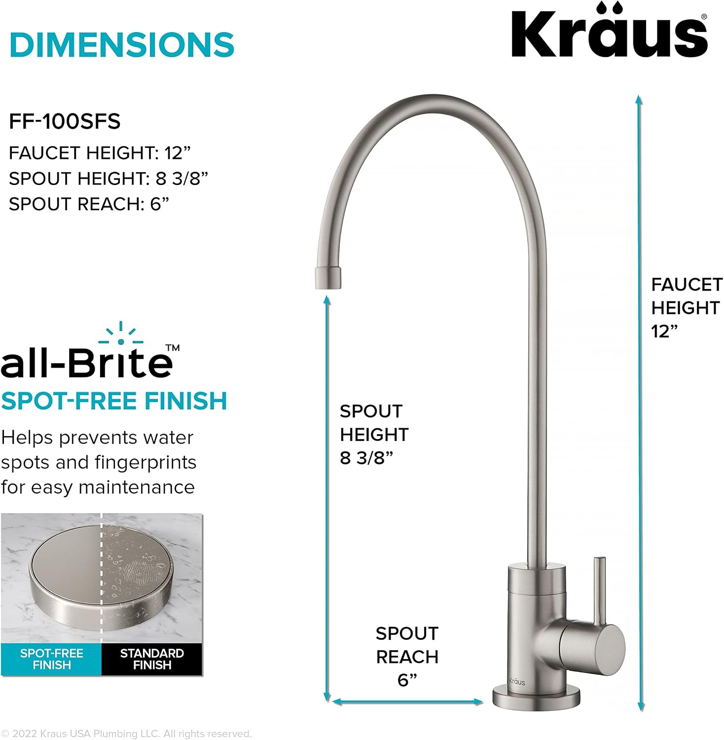 KRAUS Purita 2-Stage Under-Sink Water Filter System with Single Handle Drinking Water Filter Faucet, Spot-Free Stainless Steel